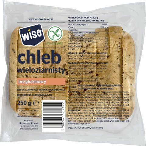 CHLEB WIELOZIARNISTY KROJONY BEZGLUTENOWY 250 g - WISO WISO (pieczywo bezglutenowe)