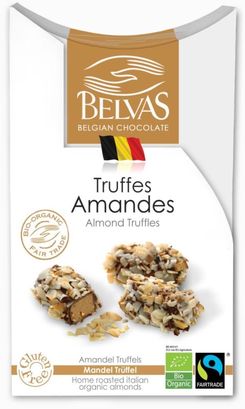 CZEKOLADKI BELGIJSKIE TRUFLE Z MIGDAŁAMI FAIR TRADE BEZGLUTENOWE BIO 100 g - BELVAS BELVAS (belgijskie czekoladki)