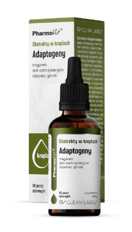EKSTRAKTY W KROPLACH ADAPTOGENY BEZGLUTENOWE 30 ml - PHARMOVIT (CLEAN LABEL) PHARMOVIT (suplementy diety)