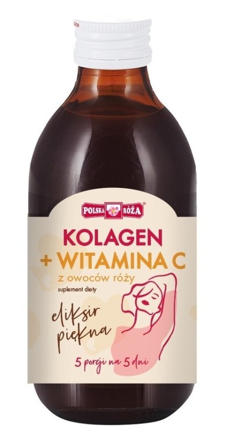 ELIKSIR PIĘKNA - KOLAGEN + WITAMINA C Z OWOCÓW RÓŻY 250 ml - POLSKA RÓŻA POLSKA RÓŻA (soki owocowe, syropy, shoty)