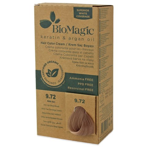 FARBA DO WŁOSÓW BARDZO JASNY BEŻOWY BLOND (9.72) 250 g - BIOMAGIC BIOMAGIC (farby do włosów)