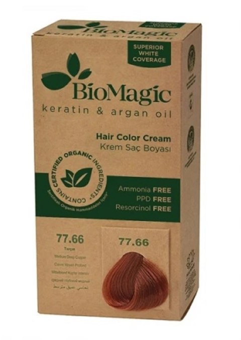 FARBA DO WŁOSÓW ŚREDNIO CIEMNA MIEDŹ (77.66) 250 g - BIOMAGIC BIOMAGIC (farby do włosów)