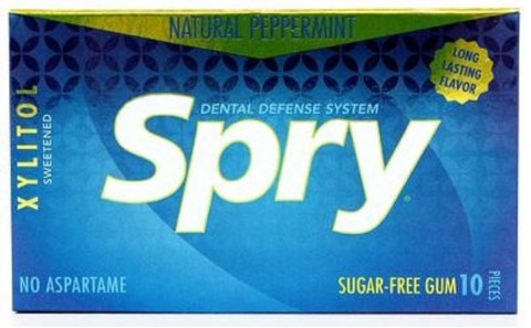 GUMA DO ŻUCIA Z KSYLITOLEM O SMAKU MIĘTY PIEPRZOWEJ BEZGLUTENOWA (10 szt.) 12 g - SPRY SANTINI (ksylitol, gumy do żucia SPRY)