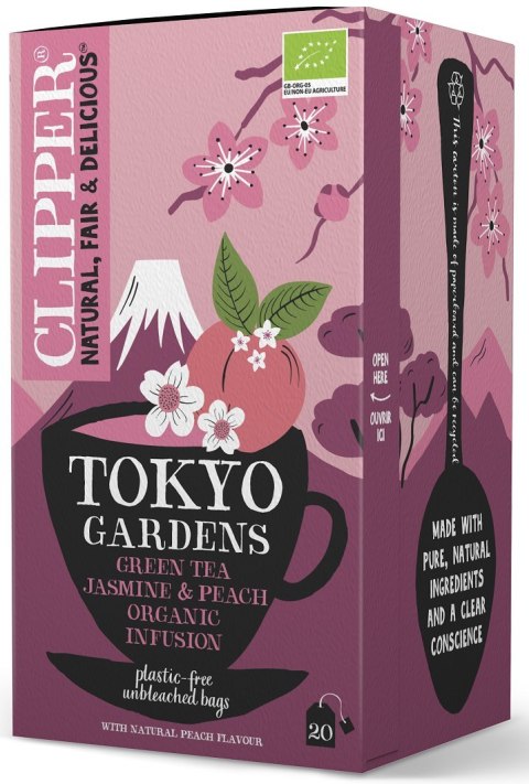 HERBATA ZIELONA JAŚMINOWA O SMAKU BRZOSKWINIOWYM (TOKYO GARDENS) BIO (20 x 2 g) 40 g - CLIPPER CLIPPER (herbaty i herbatki)