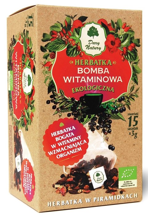 HERBATKA BOMBA WITAMINOWA PIRAMIDKI BIO (15 x 3 g) 45 g - DARY NATURY DARY NATURY - herbatki