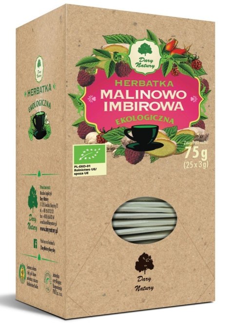 HERBATKA MALINOWO - IMBIROWA BIO (25 x 3 g) 75 g - DARY NATURY DARY NATURY - herbatki