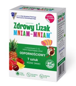 LIZAKI MIX SMAKÓW NA ODPORNOŚĆ BEZ CUKRU BEZGLUTENOWY (7 szt.) 42 g - MNIAM MNIAM STARPHARMA MNIAM MNIAM STARPHARMA (lizaki)