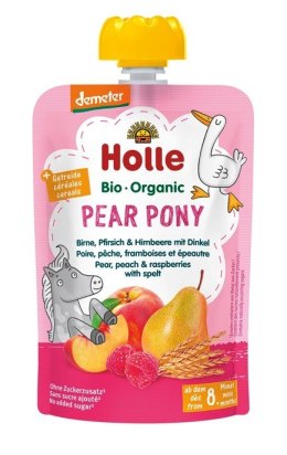 MUS GRUSZKOWY KUCYK (GRUSZKA - BRZOSKWINIA - MALINA - ORKISZ) BEZ DODATKU CUKRÓW OD 8 MIESIĄCA DEMETER BIO 100 g - HOLLE HOLLE (żywność dla niemowląt)