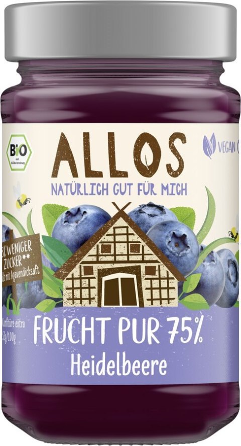 MUS JAGODOWY (75 % OWOCÓW) BIO 250 g - ALLOS ALLOS (musy, musli, chałwa, syrop z agawy)