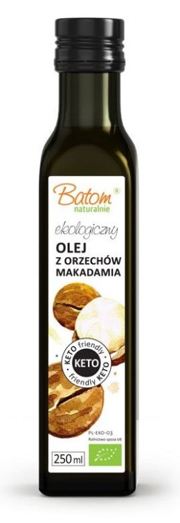 OLEJ Z ORZECHÓW MACADAMIA TŁOCZONY NA ZIMNO KETO BIO 250 ml - BATOM BATOM (oleje, soki, sole kąpielowe)