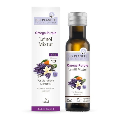 OMEGA PURPLE - MIESZANKA Z OLEJEM LNIANYM (MANDARYNKA, WANILIA, LAWENDA) BIO 100 ml - BIO PLANETE BIO PLANETE (oleje i oliwy)