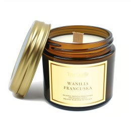 ŚWIECA SOJOWA ZAPACHOWA Z DREWNIANYM KNOTEM WANILIA FRANCUSKA 120 ml - YOUR CANDLE YOUR CANDLE (świece, olejki eteryczne)