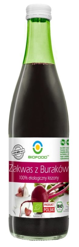 ZAKWAS Z BURAKÓW KISZONYCH BEZGLUTENOWY BIO 500 ml - BIOFOOD BIOFOOD (soki, przetwory, octy, olej kokosowy)