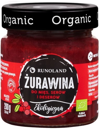ŻURAWINA DO MIĘS, SERÓW I DESERÓW BIO 200 g - RUNOLAND RUNOLAND (grzyby, zupy, przetwory)