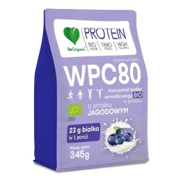 BIAŁKO SERWATKOWE O SMAKU JAGODOWYM (KONCENTRAT WPC 80) BEZ DODATKU CUKRÓW BIO 345 g - BE ORGANIC BE ORGANIC (suplementy diety)