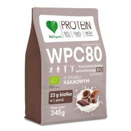 BIAŁKO SERWATKOWE O SMAKU KAKAOWYM (KONCENTRAT WPC 80) BEZ DODATKU CUKRÓW BIO 345 g - BE ORGANIC BE ORGANIC (suplementy diety)