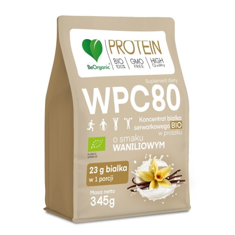 BIAŁKO SERWATKOWE O SMAKU WANILIOWYM (KONCENTRAT WPC 80) BEZ DODATKU CUKRÓW BIO 345 g - BE ORGANIC BE ORGANIC (suplementy diety)