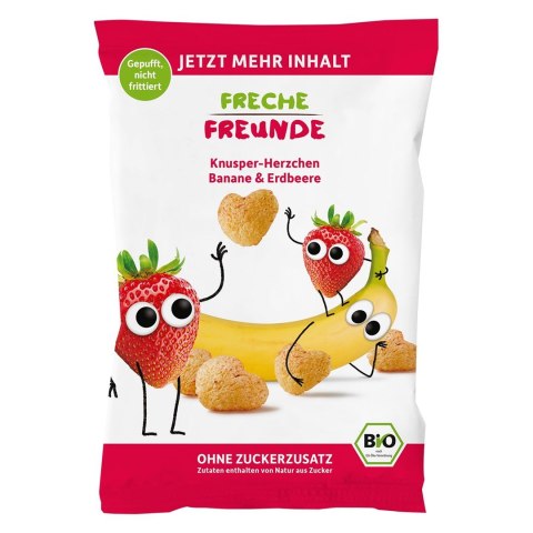 CHRUPKI KUKURYDZIANE BANANOWO - TRUSKAWKOWE BEZ DODATKU CUKRÓW OD 1 ROKU BIO 30 g - FRECHE FREUNDE FRECHE FREUNDE (musy owocowe, przekąski)