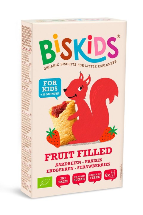 CIASTECZKA Z NADZIENIEM TRUSKAWKOWYM OD 3 ROKU BIO 120 g - BISKIDS BISKIDS (ciastka dla dzieci)