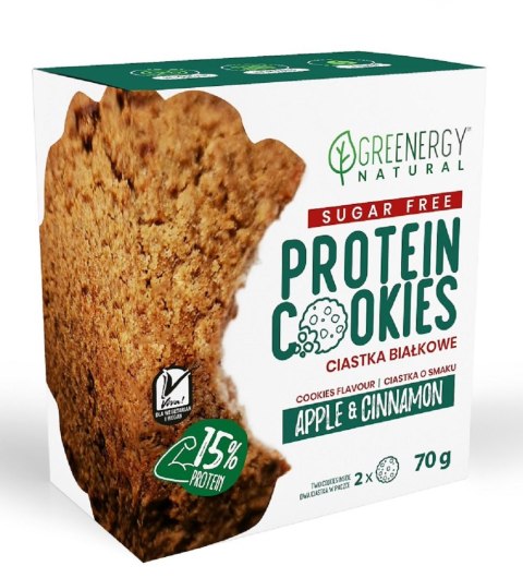 CIASTKA PROTEINOWE JABŁKO - CYNAMON BEZ CUKRU (2 x 35 g) 70 g - GREENERGY GREENERGY (chipsy, przekąski)