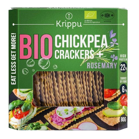 KRAKERSY PROTEINOWE Z CIECIERZYCY Z ROZMARYNEM BIO 80 g - KRIPPU KRIPPU (krakersy)