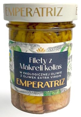 MAKRELA FILETY W BIO OLIWIE Z OLIWEK EXTRA VIRGIN 180 g (120 g) (SŁOIK) - EMPERATRIZ EMPERATRIZ (tuńczyki, sardynki, makrele)