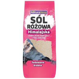 SÓL HIMALAJSKA RÓŻOWA DROBNO MIELONA JODOWANA 500 g - NATURAVENA NATURAVENA
