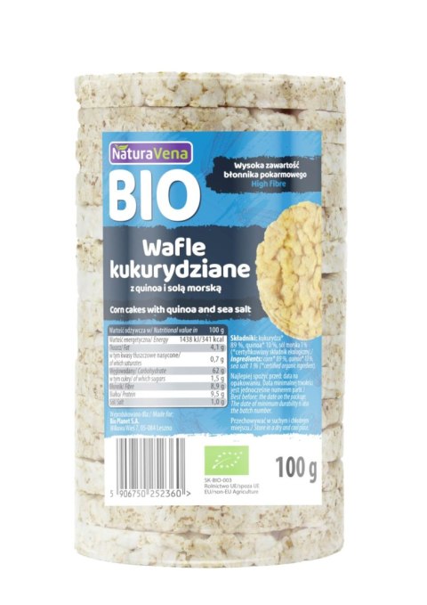 WAFLE KUKURYDZIANE Z QUINOA I SOLĄ MORSKĄ BIO 100 g - NATURAVENA NATURAVENA