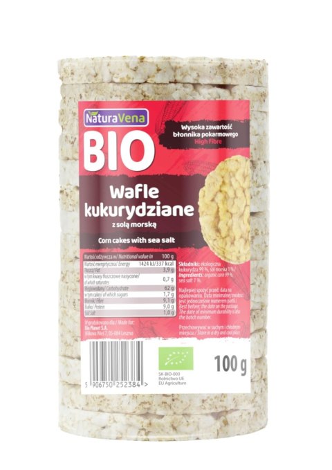 WAFLE KUKURYDZIANE Z SOLĄ MORSKĄ BIO 100 g - NATURAVENA NATURAVENA