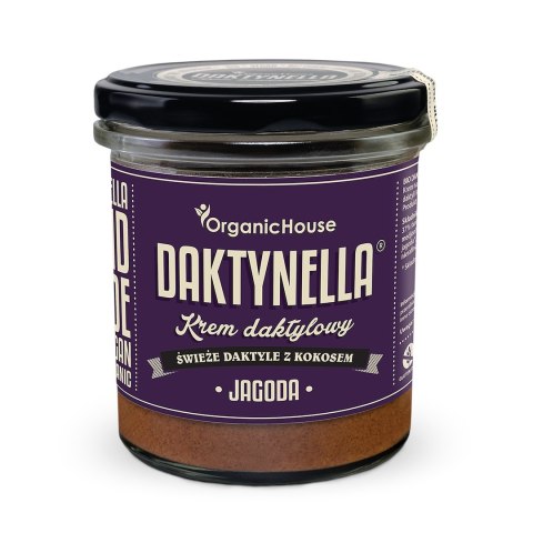 KREM KOKOS - DAKTYLE MEDJOOL - JAGODA BEZGLUTENOWY BIO 280 g - ORGANICHOUSE (DAKTYNELLA) ORGANICHOUSE (daktyle, kremy daktylowe)