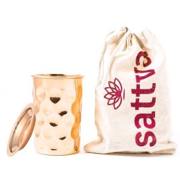 KUBEK MIEDZIANY DIAMOND Z POKRYWKĄ 350 ml - SATTVA (AYURVEDA) SATTVA (produkty z Indii)