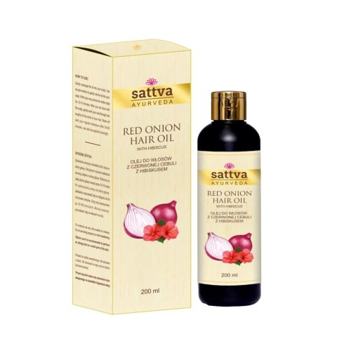 OLEJEK DO WŁOSÓW Z CZERWONEJ CEBULI Z HIBISKUSEM 200 ml - SATTVA (AYURVEDA) SATTVA (produkty z Indii)