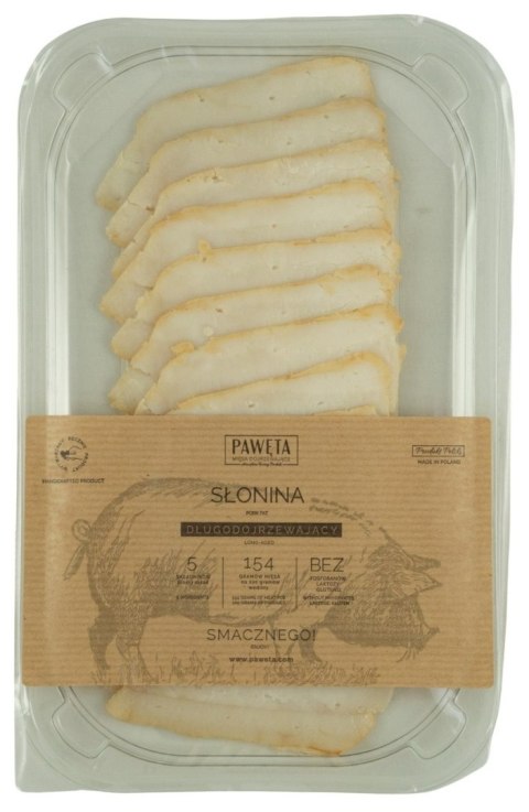 SŁONINA WIEPRZOWA DOJRZEWAJĄCA PLASTRY BEZGLUTENOWA 65 g - PAWĘTA PAWĘTA (szynki dojrzewające)