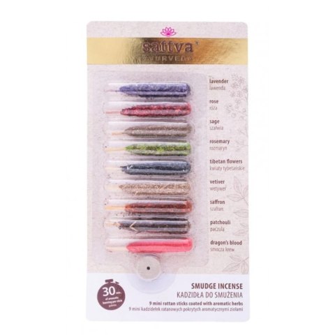 ZESTAW KADZIDEŁEK DO SMUŻENIA Z AROMATYCZNYMI ZIOŁAMI (9 szt.) - SATTVA (AYURVEDA) SATTVA (produkty z Indii)